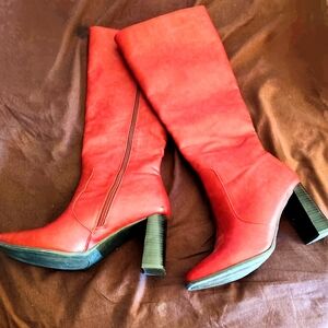 Red Knee High Boots